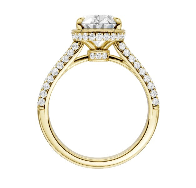 14K Yellow Gold Hidden Halo Labgrown Diamond Engagement Ring