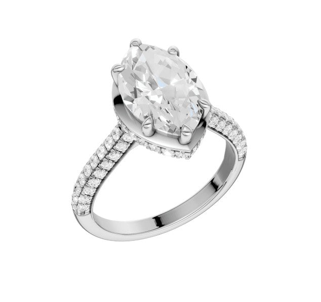 14K White Gold Hidden Halo Labgrown Diamond Engagement Ring