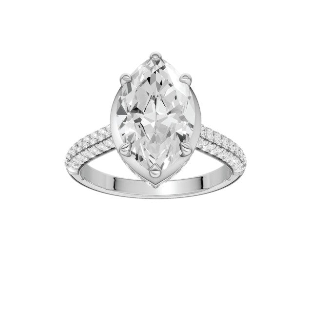 14K White Gold Hidden Halo Labgrown Diamond Engagement Ring