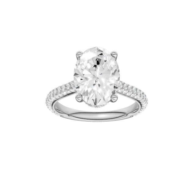 14K White Gold Hidden Halo Labgrown Diamond Engagement Ring