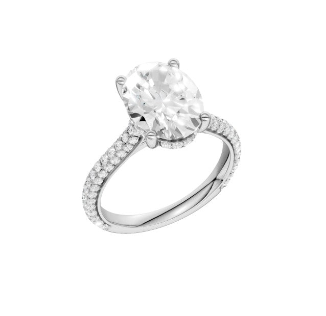 14K White Gold Hidden Halo Labgrown Diamond Engagement Ring