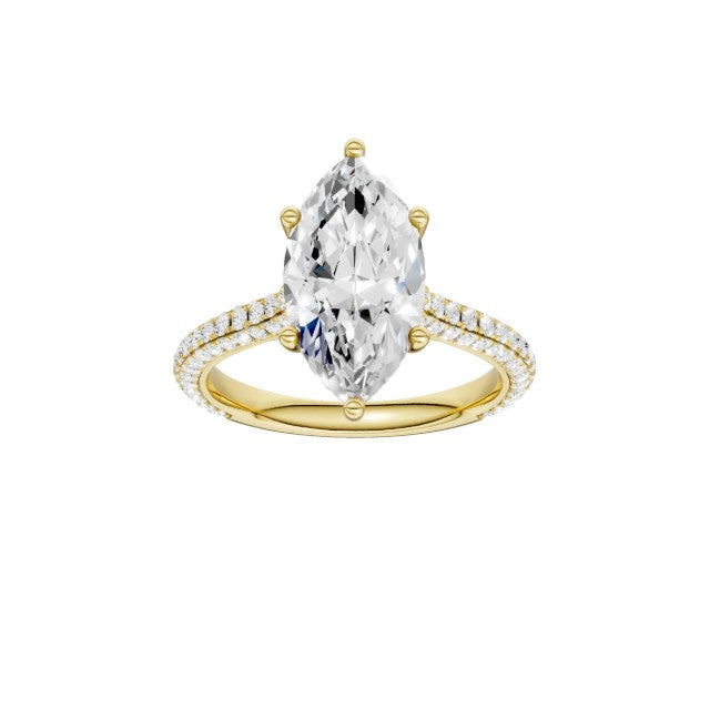 14K Yellow Gold Hidden Halo Labgrown Diamond Engagement Ring