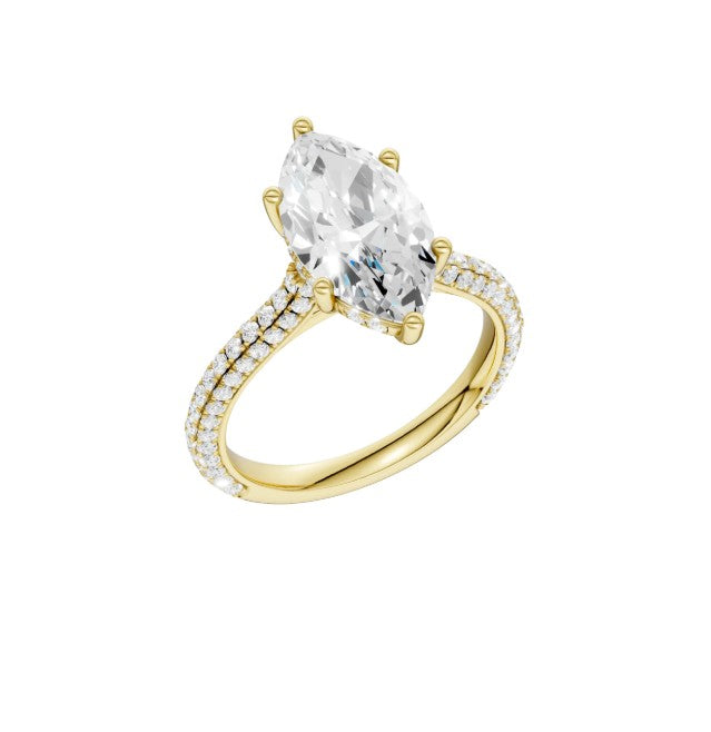 14K Yellow Gold Hidden Halo Labgrown Diamond Engagement Ring