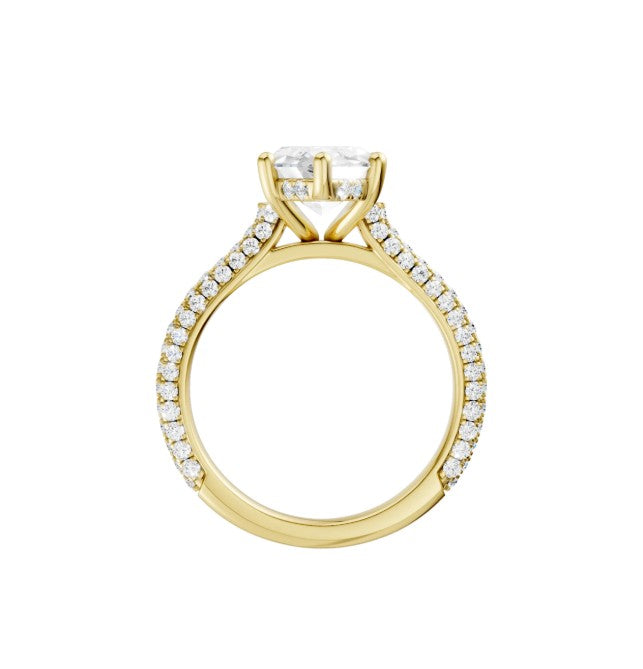 14K Yellow Gold Hidden Halo Labgrown Diamond Engagement Ring
