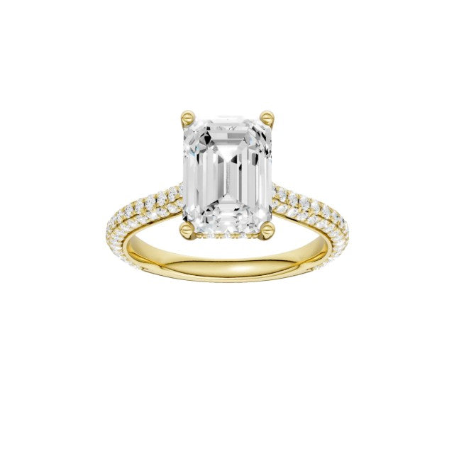 14K Yellow Gold Hidden Halo Labgrown Diamond Engagement Ring