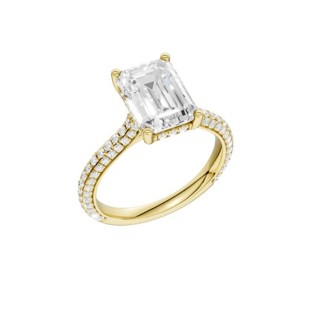 14K Yellow Gold Hidden Halo Labgrown Diamond Engagement Ring