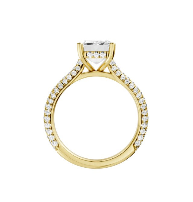 14K Yellow Gold Hidden Halo Labgrown Diamond Engagement Ring