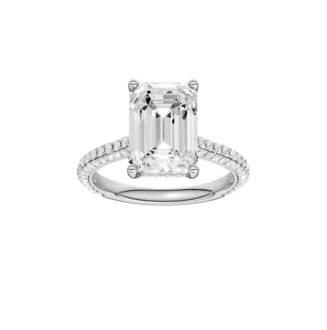 14K White Gold Hidden Halo Labgrown Diamond Engagement Ring