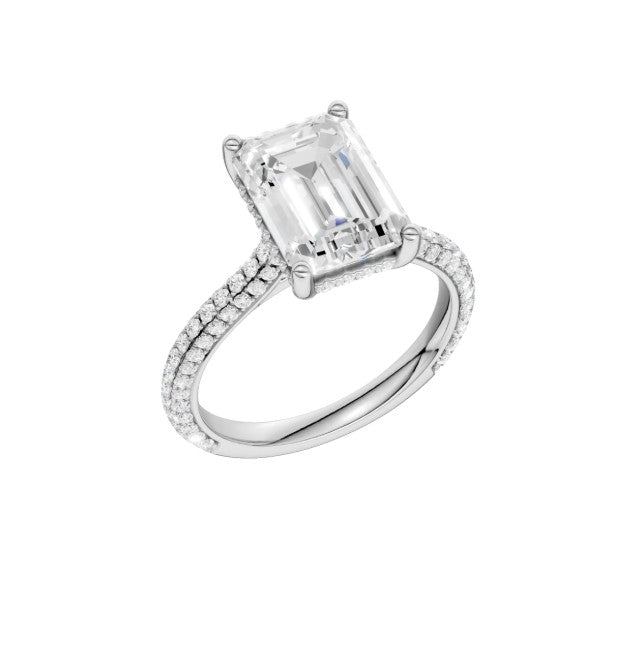 14K White Gold Hidden Halo Labgrown Diamond Engagement Ring