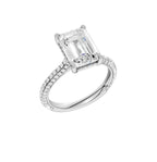 14K White Gold Hidden Halo Labgrown Diamond Engagement Ring