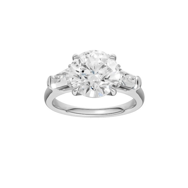 14K White Gold Three Stone Lab Grown Diamond Engagement Ring
