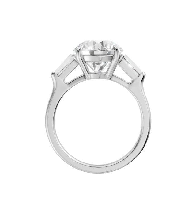 14K White Gold Three Stone Lab Grown Diamond Engagement Ring