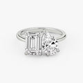 14K White Gold Two Stone Lab Grown Diamond Fashion Ring