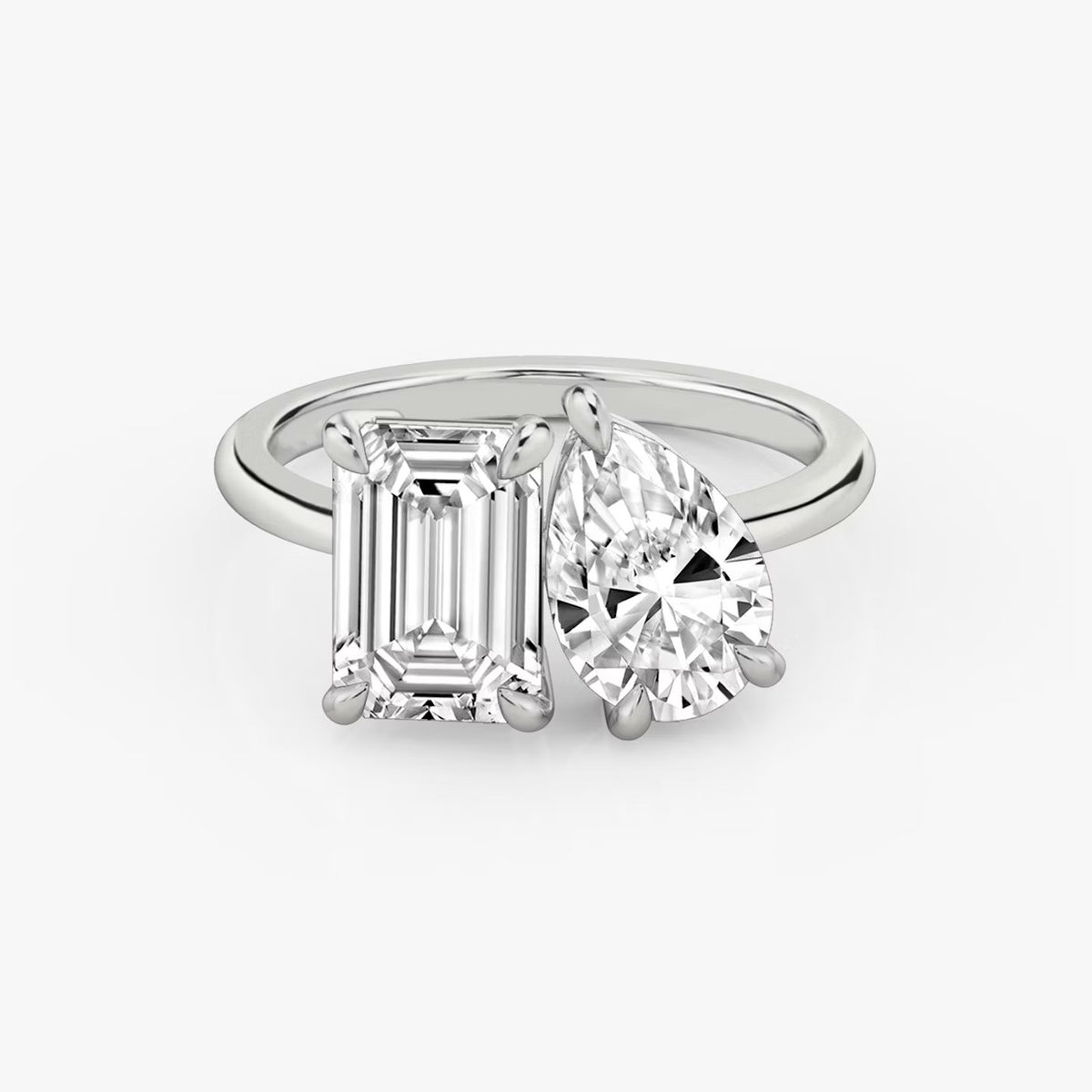 14K White Gold Two Stone Lab Grown Diamond Fashion Ring