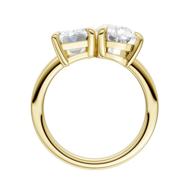 14K Yellow Gold Two Stone Lab Grown Diamond Fashion Ring