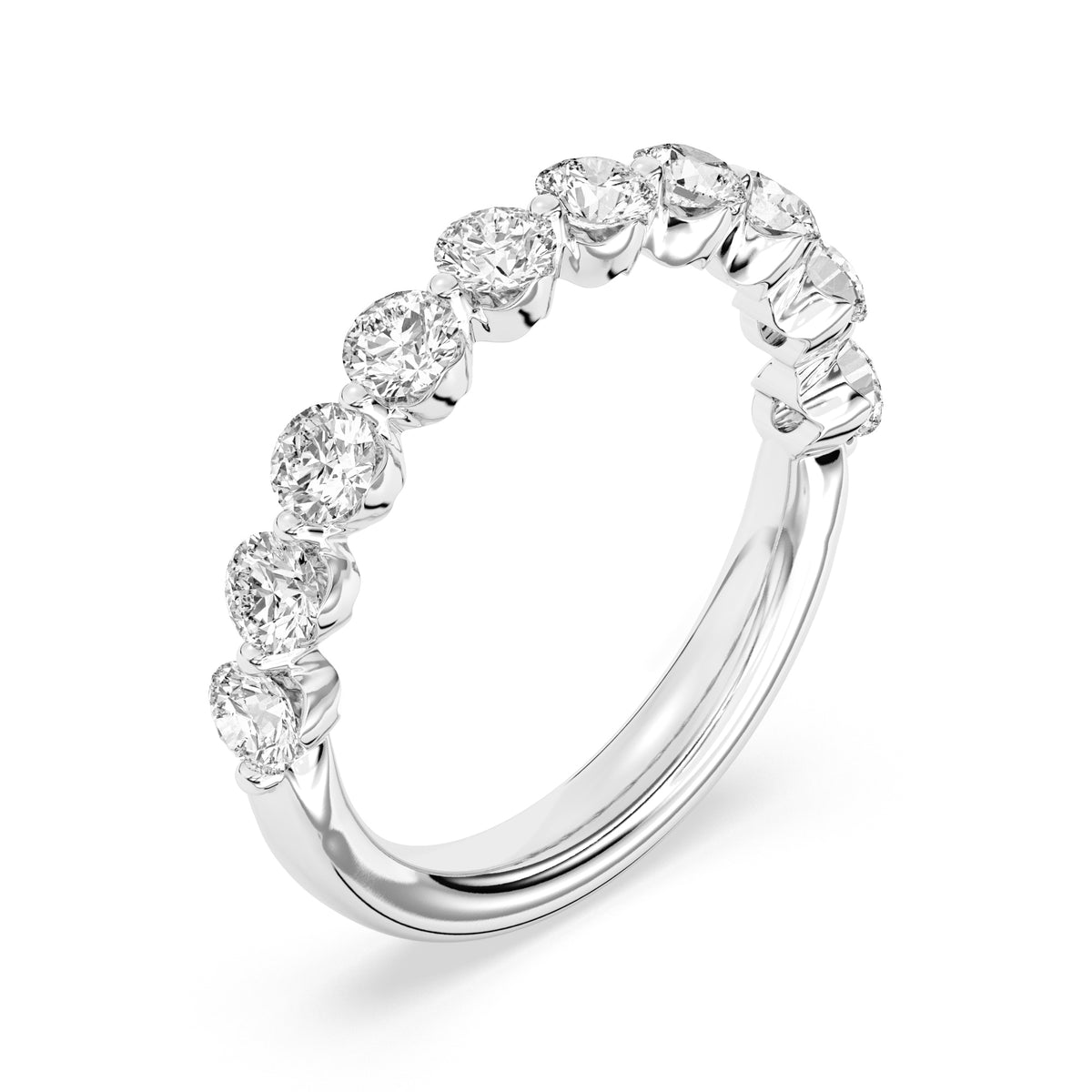 14K White Gold Shared Prong Lab Grown Diamond Wedding Band
