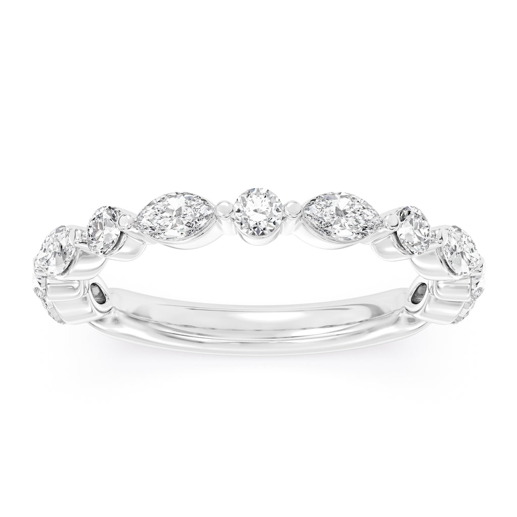 14K White Gold Alternating Lab Grown Diamond Wedding Band