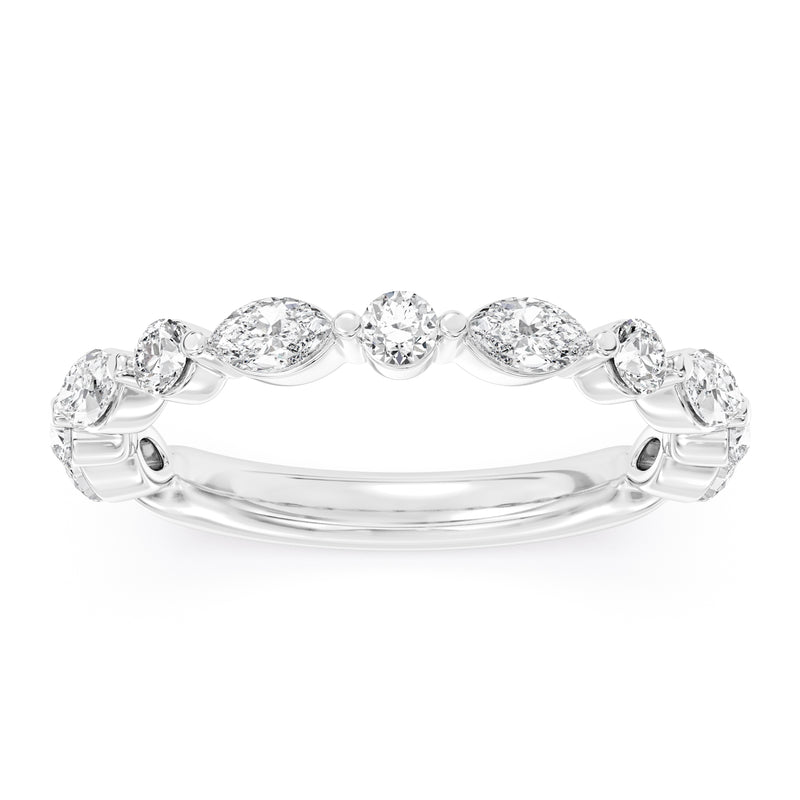 14K White Gold Alternating Lab Grown Diamond Wedding Band