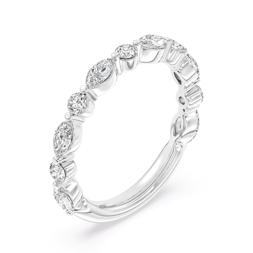 14K White Gold Alternating Lab Grown Diamond Wedding Band