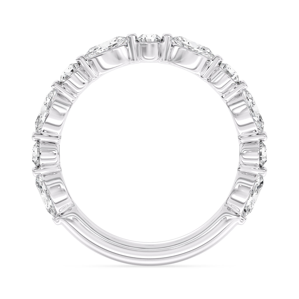14K White Gold Alternating Lab Grown Diamond Wedding Band
