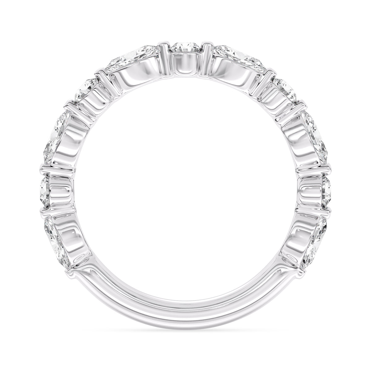 14K White Gold Alternating Lab Grown Diamond Wedding Band