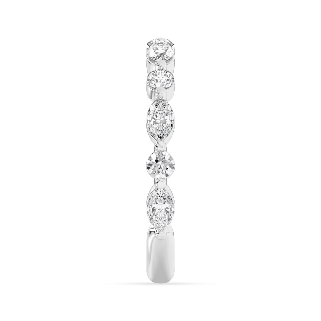 14K White Gold Alternating Lab Grown Diamond Wedding Band