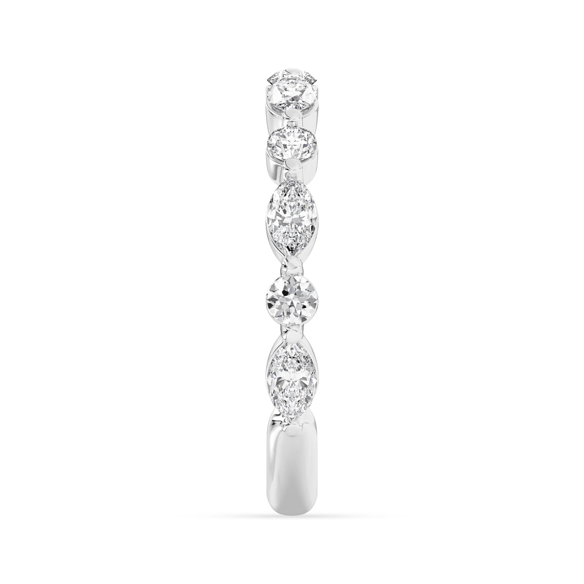 14K White Gold Alternating Lab Grown Diamond Wedding Band
