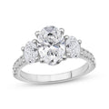 14K White Gold Three Stone Lab Grown Diamond Engagement Ring