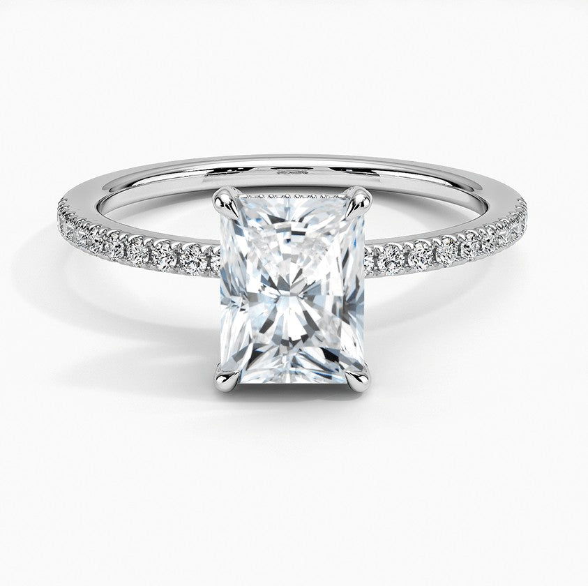 14K White Gold Hidden Halo Lab Grown Diamond Engagement Ring