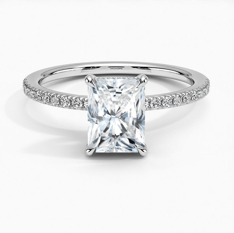 14K White Gold Hidden Halo Lab Grown Diamond Engagement Ring