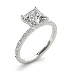 14K White Gold Hidden Halo Lab Grown Diamond Engagement Ring