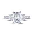 14K White Gold Three Stone Lab Grown Diamond Engagement Ring