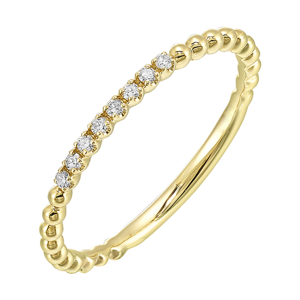 14K Gold Diamond Beaded Stackable Band