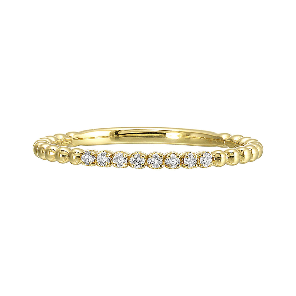 14K Gold Diamond Beaded Stackable Band