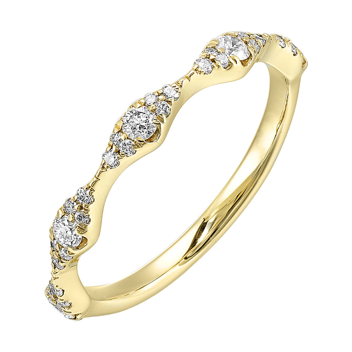 14K Gold Diamond Fashion Stackable Band
