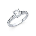 14K White Round Traditional Diamond Engagement Ring