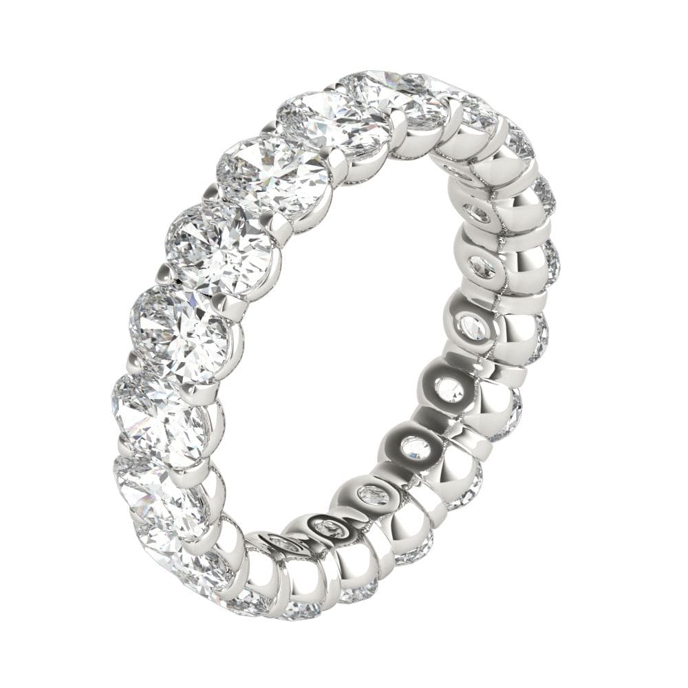 18K White Gold Oval Cut Eternity Diamond Wedding Band
