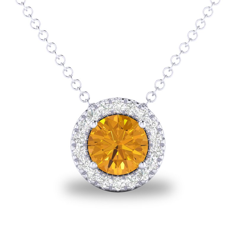 10K White Gold Citrine Birthstone Necklace