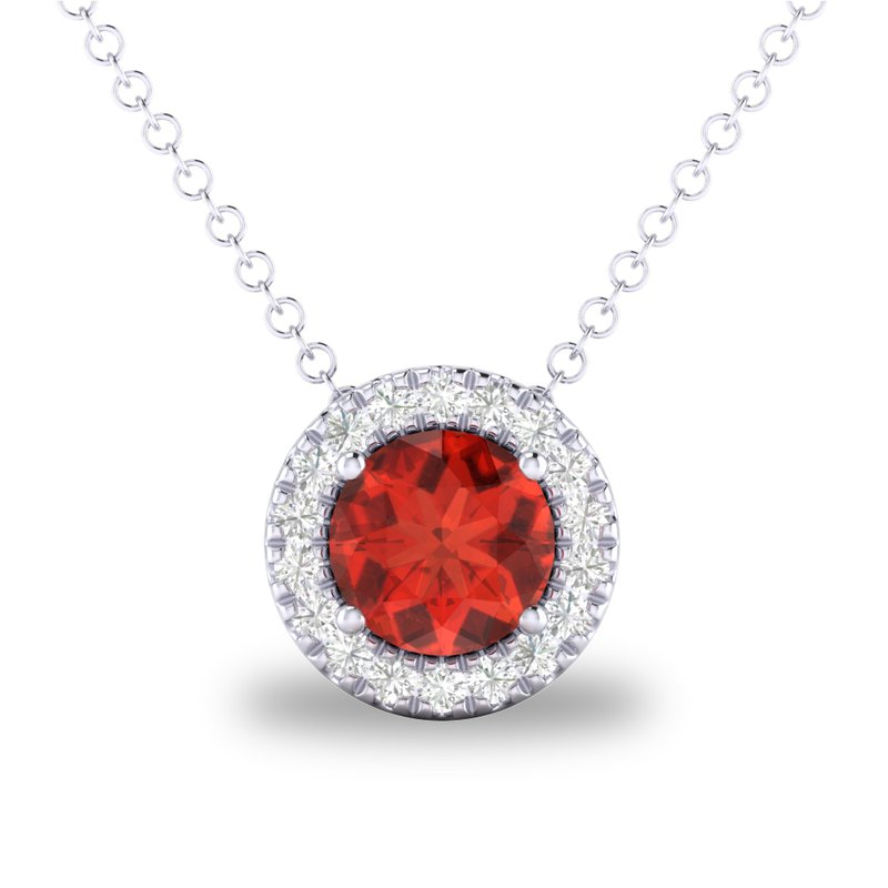 10K White Gold Garnet Birthstone Necklace