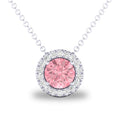 10K White Gold Pink Tourmaline Birthstone Necklace