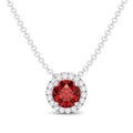 10K White Gold Halo Birthstone Necklace