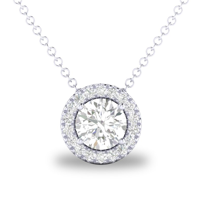 10K White Gold with White Sapphires Birthstone Necklace