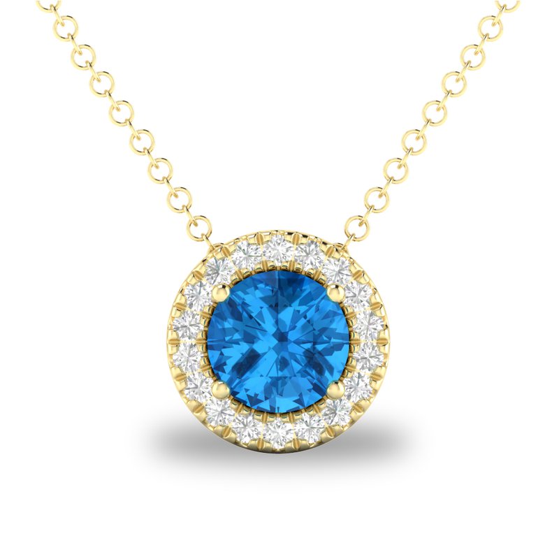 10K Gold Blue Topaz Birthstone Necklace