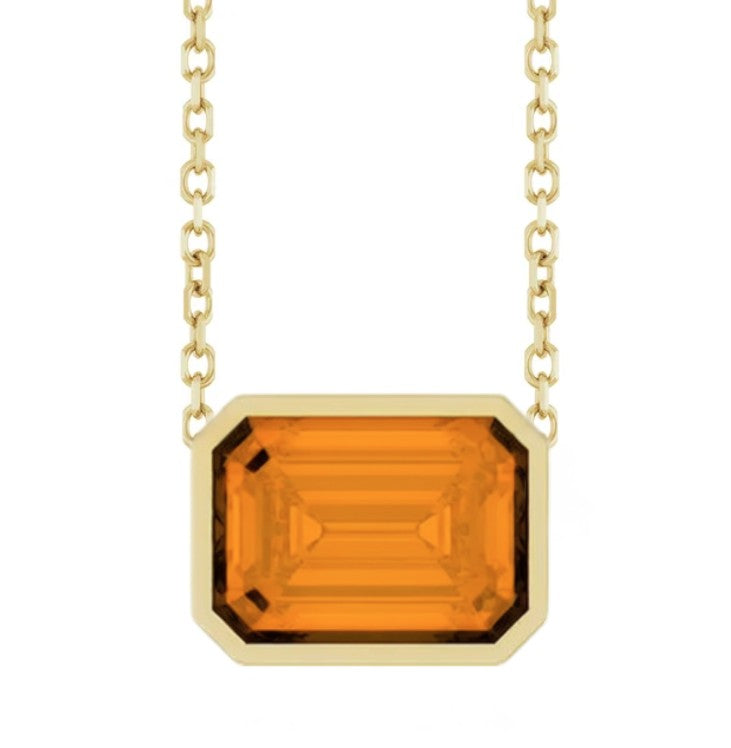 10K Gold Citrine Bezel Necklace