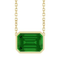 10K Gold Lab Created Emerald Bezel Necklace