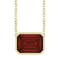 10K Gold Lab Created Emerald Bezel Necklace