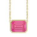 10K Gold Pink Tourmaline Bezel Necklace