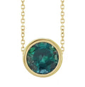 10K Gold Lab Created Alexandrite Bezel Necklace
