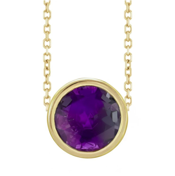 10K Gold Lab Created Alexandrite Bezel Necklace