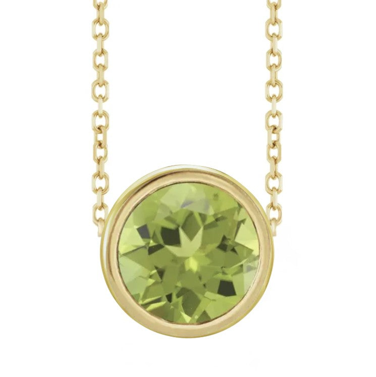 10K Gold Peridot Bezel Necklace
